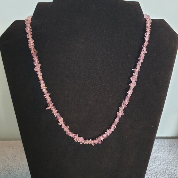 Vintage Sterling Silver 7mm Natural Amethyst Chips Necklace - Picture 1 of 9